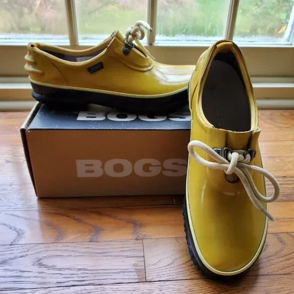 BOGS URBAN FARMER WATERPROOF RAIN SLIP ON SHOE BOOT YELLOW Sz 7 38 - Picture 2 of 12